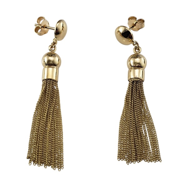 18 Karat Yellow Gold Dangle Chain Tassel Earrings #21224 - Picture 1 of 8